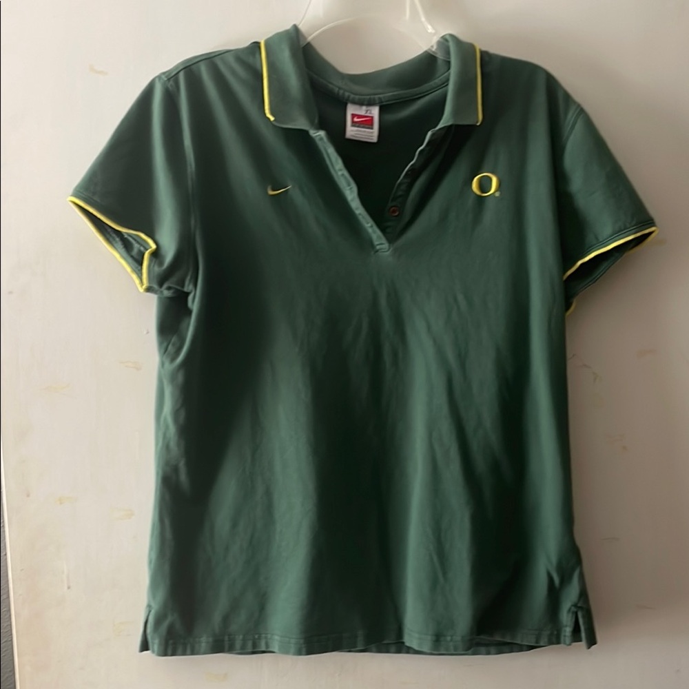Nike Green Polo Shirt with Yellow Accents